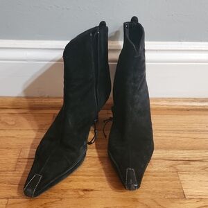 Donald J. Pliner Suede Black Heeled Boots